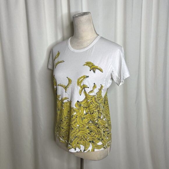 See by Chloe Banana Graphic Print T-Shirt White Yellow Women's 6 Vintage Y2K - Picture 14 of 15